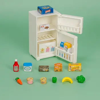 1: 12 Bebek Evi Dondurucu Modeli Beyaz Buzdolabı mutfak mobilyası Oyuncak Ev Dekor 9x5x4. 3cm