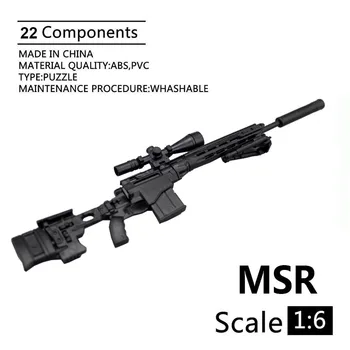 1: 6 Remington MSR Keskin Nişancı Tüfeği 1/6 Plastik Askerler Silah Aksesuarları Siyah Keskin Nişancı Tüfeği İçin 12 