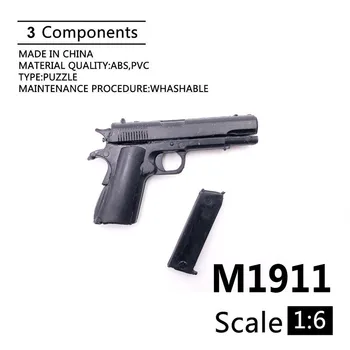 1/6 Ölçekli Mini yap-boz Tipi M1911 A1 Siyah Tabanca Modeli Asker Aksesuar Silah Plastik Model için 12 İnç Aksiyon Figürü