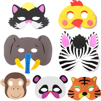 1-7pcs Çizgi film Zoo Hayvan Çocuklar için Maskeleri Doğum günü Partisi Malzemeleri giydirme Dekor Komik Çocuk Parti Cosplay EVA Köpük Çocuklar Oyuncaklar