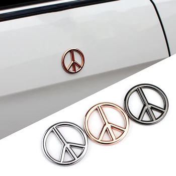 1 ADET Barış İşareti Logosu Savaş Yok Araba Oto Amblem Rozeti Motosiklet Sticker Çıkartmaları Moda 3D Metal Krom Siyah SUV Tuning Araba-Styling