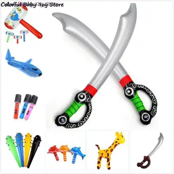 1 adet Karikatür Geyik / Zürafa Hayvan Balon Şişme Açık Çocuklar Bahçe Yard Oyuncak PVC Anime Şişme Kılıç çocuk oyuncağı
