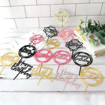 1 ADET Mutlu Doğum Günü Pastası Topper Malzemeleri Akrilik Pişirme Eklemek Kek Dekorasyon Araçları Düğün Doğum Günü Partisi Kek Üst Bayrak Kek
