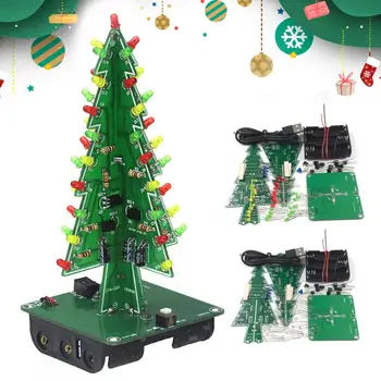 1 Takım DIY Noel Ağacı Flaş Güvenli Kendinden montajlı Komik Güzel Dekoratif Ahşap Elektronik Lehimleme Renkli 3D Noel Ağacı için