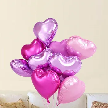 10 adet 18 inç Romantik Kalp İnci Pembe Folyo Balonlar Helyum Doğum Günü Düğün sevgililer Günü Globos Parti Dekorasyon Hava Topları
