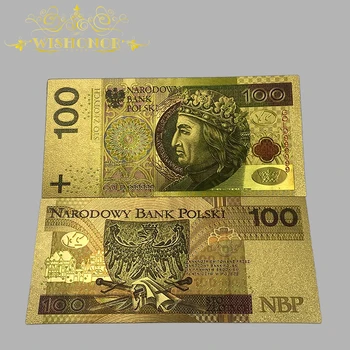 10 adet/grup En İyi Fiyat Renk Polonya Banknot 50 100 200 500 Zlotisi Banknot 24K Altın Kaplama Koleksiyonu İçin