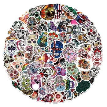 100 Adet Korku Kafatası Sticker Yaratıcı Kişiselleştirilmiş Bagaj Dizüstü Dekorasyon Graffiti Su Geçirmez Dekoratif Sticker