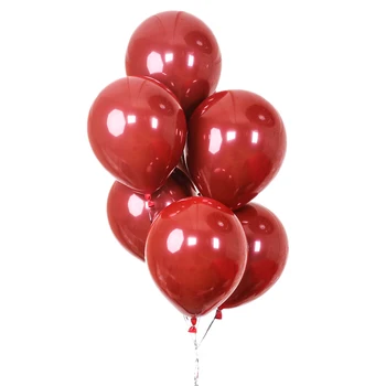 100 Adet Yakut Kırmızı Balon Yeni Parlak Metal İnci Lateks Balonlar Krom Metalik Renkler Hava Balonları Düğün Parti Dekorasyon
