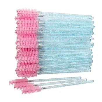 1000 ADET Tek Kullanımlık Kirpik Fırçası Maskara Fırçaları Biriktiricileri Kirpik Uzatma Kaş Fırçası Glitter Bebek Mavi-Pembe