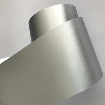 10cm Genişlik Gümüş Fırçalanmış Metalik Çelik Vinil Wrap Rulo Hava Yayın Teknolojisi ile Yapışkanlı Araba Sticker Çıkartma Rulo
