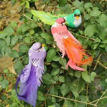 12 ADET/13*3*4CM, Dekoratif Yapay Kuşlar Gerçek Tüy, Köpük Sahte Kuşlar DIY Craft için Düğün parti ev bahçe dekorasyonu