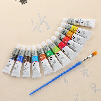 12 Renkler/Set Akrilik Boya Renk Seti Akrilik Boyalar Pigment Sanatçılar için Seramik Taş Duvar Zanaat Boyalar renk pigmentleri