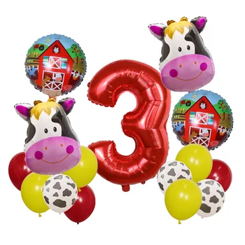 15 adet Domuz İnek Neddy Hayvan Balonlar Çiftlik Tema Parti Dekorasyon Çocuk Doğum Günü Partisi Çocuk Oyuncakları 1 2 4 5th Bebek Duş Malzemeleri