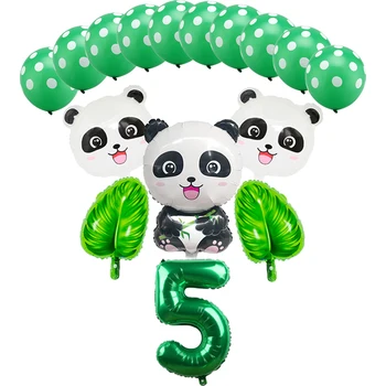 16 Adet Panda Balon Karikatür Hayvan Yeşil Yaprak Orman Tema Balon Globos Çocuk Doğum Günü Partisi Dekorasyon Çocuk Oyuncakları Balls16pc