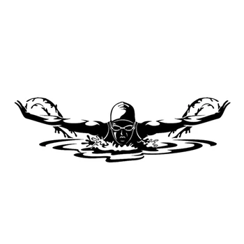 17.6 CM*5.3 CM Moda Yüzücü Atlet Vinil Çıkartması Araba Sticker Dekor Siluet S9-0677