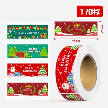 170 adet Dikdörtgen Merry Christmas Etiket Etiketleri Zarf Çıkartmaları Hediyeler Dekoratif Çıkartmalar Parti Dekorasyon Noel Etiketleri