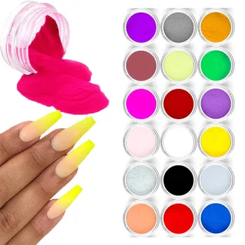 18 Renk Seti Tırnak Akrilik Toz Daldırma Tırnak Tozu renkli tırnak sanatı Glitter Toz Akrilik Seti Tırnak Sanat Süslemeleri İçin