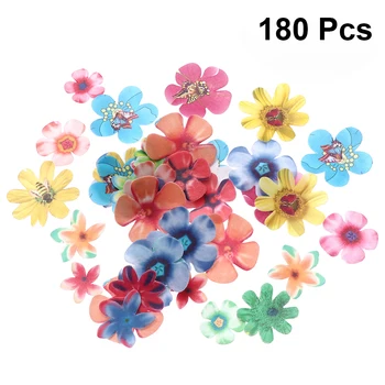 180 adet Yenilebilir Çiçekler Cupcake Toppers Renkli Çiçek Kek Topper Gofret Kağıt Dekor Doğum Günü Düğün Bebek Duş Parti Favor