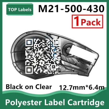 1PK Uyumlu 12.7 mm M21-500-430 Polyester Şerit Kartuşları Üreticisi Işaretleri Etiketleme, El Etiket Yazıcı, siyah Açık
