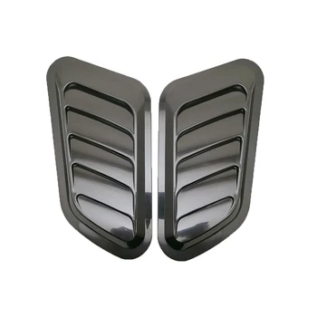 2 adet Evrensel Fit ABS Parlak Siyah Araba Hava Akışı Emme Scoop Hood Bonnet Vent Ön Motor Kapağı Araç Oto Dekoratif Sticker