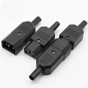 2 adet yeni toptan fiyat siyah IEC 320 C13 erkek ve dişi fiş kombinasyonu tekrarlanabilir güç konektörü 3 pin soket 10A / 250 V