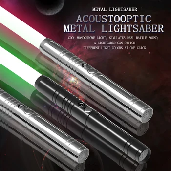 2 Paket Yanıp Sönen Lightsaber Çift Kılıç Cosplay Oyuncaklar Ses ışığı ile Metal Kolu 7 Renkler RGB LED Işıklı Düello Aydınlatmaları