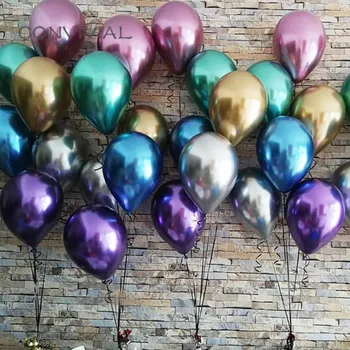 20 adet 10in Metal Lateks Balonlar Krom Metalik Helyum Topları Doğum Günü Partisi Dekoru Globos Bebek Duş Süslemeleri Şişme Topları