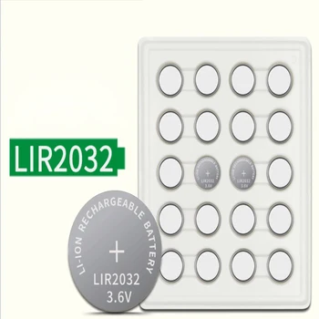 20 ADET 3.6 V LIR2032 lır 2032 lityum iyon şarj edilebilir pil 40mah Li-İon düğme düğme için değiştirin CR2032 CR 2032