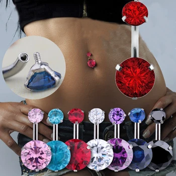 2021 Seksi Kristal Piercing Göbek Tıbbi Cerrahi Çelik Rhinestone Bling Belly Button Yüzükler Göbek Piercing Ombligo Topu Nombril