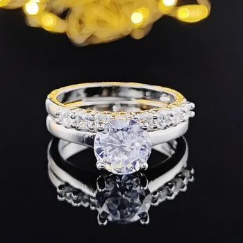 2023 Yeni Varış gümüş renk gelin 2 Adet Düğün Nişan Yüzüğü Setleri Kadınlar İçin Parmak Moda Band Kişiselleştirilmiş R4324