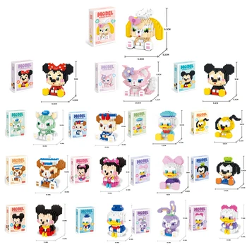 23 Paket Disney Anime Mini Blokları Mickey Minnie Donald Ördek Karikatür DIY Modeli Minyatür Blok Aksiyon Figürü Çocuk Doğum Günü Oyuncakları