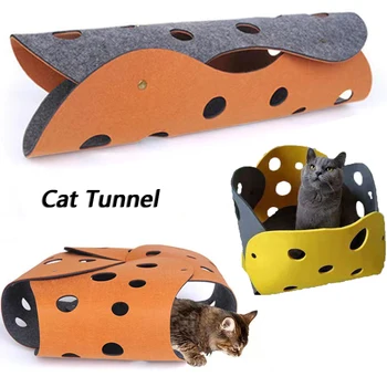 3 / 5mm Kalınlığında Keçe Kumaş kedi tüneli Kedi Oyuncak DIY Yavru Yuva Katlanabilir Tüp Ev Tünel İnteraktif Pet Oyuncak Kedi Aksesuarları