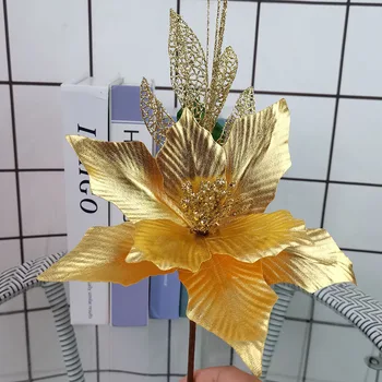 35cm Noel Çiçek Noel Ağacı Dekorasyon Süs Altın Tozu yapay çiçekler Ev Alışveriş Merkezi Ekran