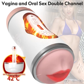 3D Cep Pussy Yetişkin Seks Oyuncakları Erkekler için Erkek Masturbator Kupası Gerçek Vajina Oral Seks Elektrikli Ürünler ısıtma Otomatik Oral Vibratör