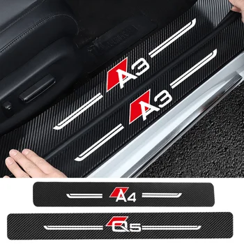 4 ADET Araba Kapı Eşiği Eşik Koruyucu Plaka Anti-scratch Çıkartmalar Audi A3 A4 A5 A6 A7 Q3 Q5 Q7 S3 S8 S5 Sline Aksesuarları