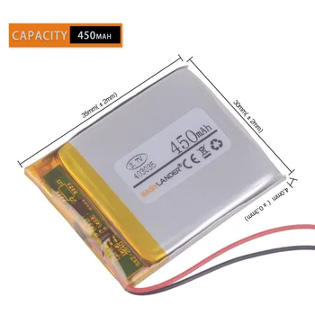 403035 3.7 V 450mAh küçük şarj edilebilir piller MP3 çalar mp4 hoparlör DVR GPS kaydedici navigasyon 043035 402934