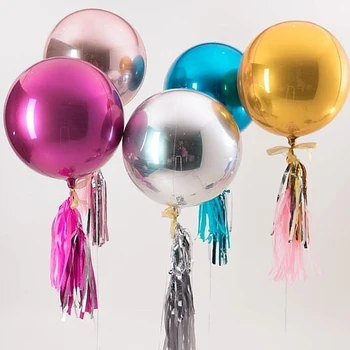 5 adet Folyo Altın Gümüş Yuvarlak Balon Metal 4D Glitter Parti Kutlama Balonlar Düğün Doğum Günü Malzemeleri şişme hava globos