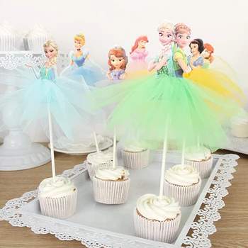 5 adet Prenses Doğum Günü Partisi Dekorasyon Kar Beyaz Aisha Anna Peçe Kek Bayrağı Kız Doğum Günü Partisi Dekorasyon Kek Malzemeleri