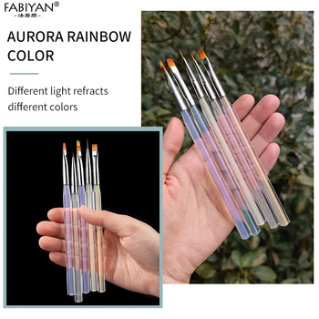 5 Adet / takım Aurora Saydam Nail Art UV Jel Uzatma Boyama Çizim Astar Fırça Akrilik Fransız Şerit Kalem Manikür Araçları