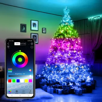 5 M/10 M/15 M / 20 M USB akıllı Bluetooth LED şerit ışık yılbaşı ağacı App kontrolü yeni yıl peri noel ışıkları dekorasyon çelenk