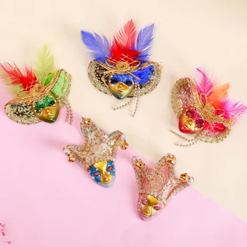 5 pcs Mini El-Boyalı Venedik Maske Masquerade Mardi Gras Glitter Maske Venedik Duvar Dekoratif Sanat Koleksiyonu Hallow