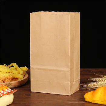 50 Adet 18 * 9 * 5cm Kahverengi Kraft Kağıt ekmek poşetleri Çerez Aperatif Pişirme Paketi hediye keseleri Ambalaj Bisküvi Gıda Tasfiye Çevre Dostu Çanta