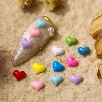 50 Adet / paket Renkli Aşk Kalp Nail Art Süslemeleri 3D Mini Sevimli Reçine Manikür Takı Aksesuarları Toptan Drop Shipping