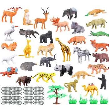 53 ADET Mini Simülasyon Orman Vahşi Hayvanlar Modelleri Şekil Erken Eğitici oyuncak seti Çocuklar için Çocuk Doğum Günü noel hediyesi