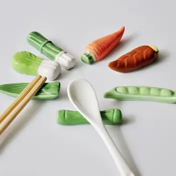 6 adet Sebze Serisi Seramik Çubuk Tutucu Bıçak Standı Kaşık İstirahat Çatal Raf Sanat Zanaat Yemek Sofra Mutfak Aksesuarları
