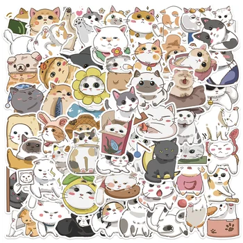 62 adet Japon Kedi Günlük Doodle Çıkartmalar Dizüstü Kırtasiye Eskiz Defteri Etiket Estetik Zanaat Malzemeleri Scrapbooking Malzeme