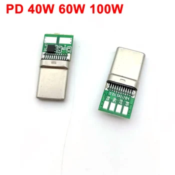 6pin USB 3.1 TİP-C Erkek fiş konnektörü Lehimleme Veri hattı parçaları Dizüstü PD40W 60W 100W 5A akım yüksek güç şarj kablosu
