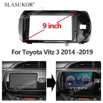 9 İNÇ Ses Uydurma Toyota Vitz İçin 3 2014 2015 2016-2019 Araba Radyo Dashboard GPS stereo paneli montaj 2 Din CD DVD çerçeve