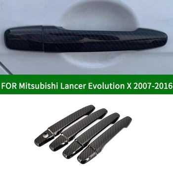 Akıllı karbon fiber desen araba yan Kapı Kolu Trimler Mitsubishi Lancer Evolution X EVO 2007-2016 2010 2012 2013 2015