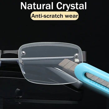 Anti-Scratch Doğal Kristal Cam Lens okuma gözlüğü Erkekler Kare cam Gözlük Kadın yüksek çözünürlüklü Iş Gözlük